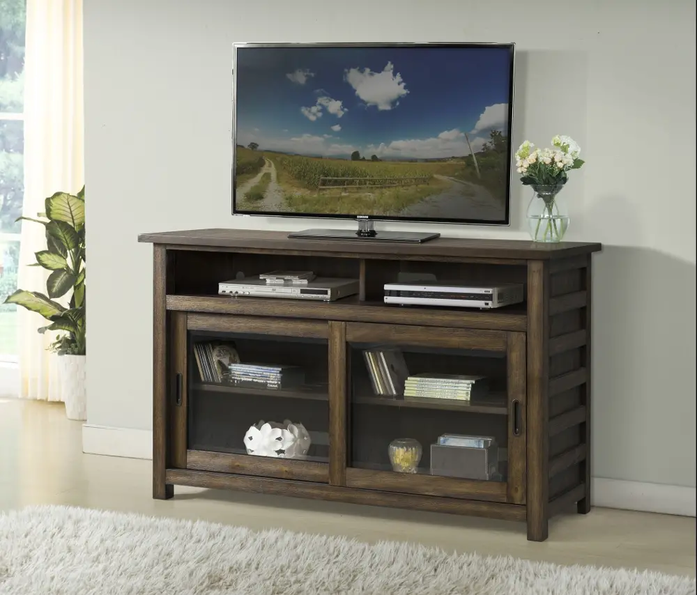 Perspectives 54 Inch Modern Acacia Brown TV Stand-1
