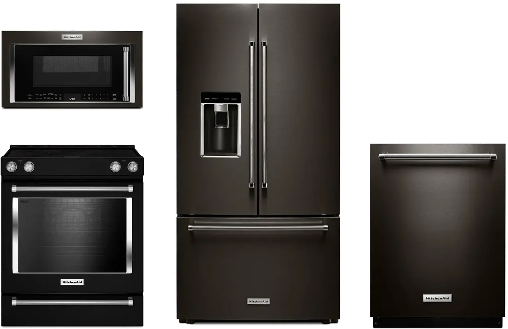 .KIT-CDP-SLD-ELE-BSS KitchenAid 4 Piece Kitchen Appliance Packages with Electric Range - Black Stainless Steel-1
