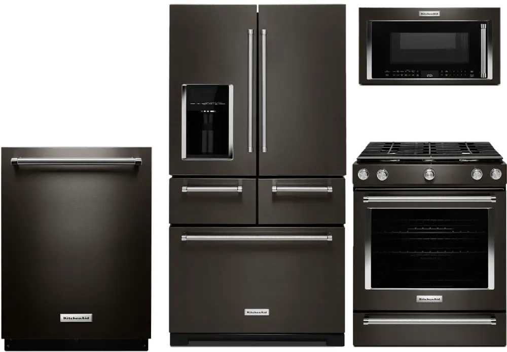 .KIT-5DR-SLD-GAS-BSS KitchenAid 4 Piece Kitchen Appliance Package with 5.8 cu. ft. Gas Range - Black Stainless Steel-1