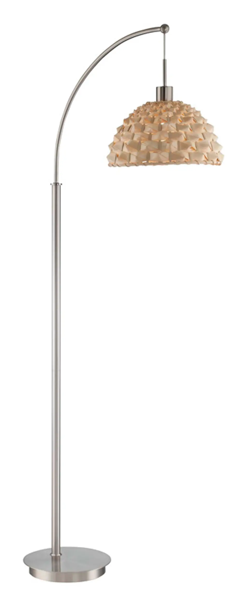 Polished Steel and Bamboo Arc Floor Lamp - Linterna-1