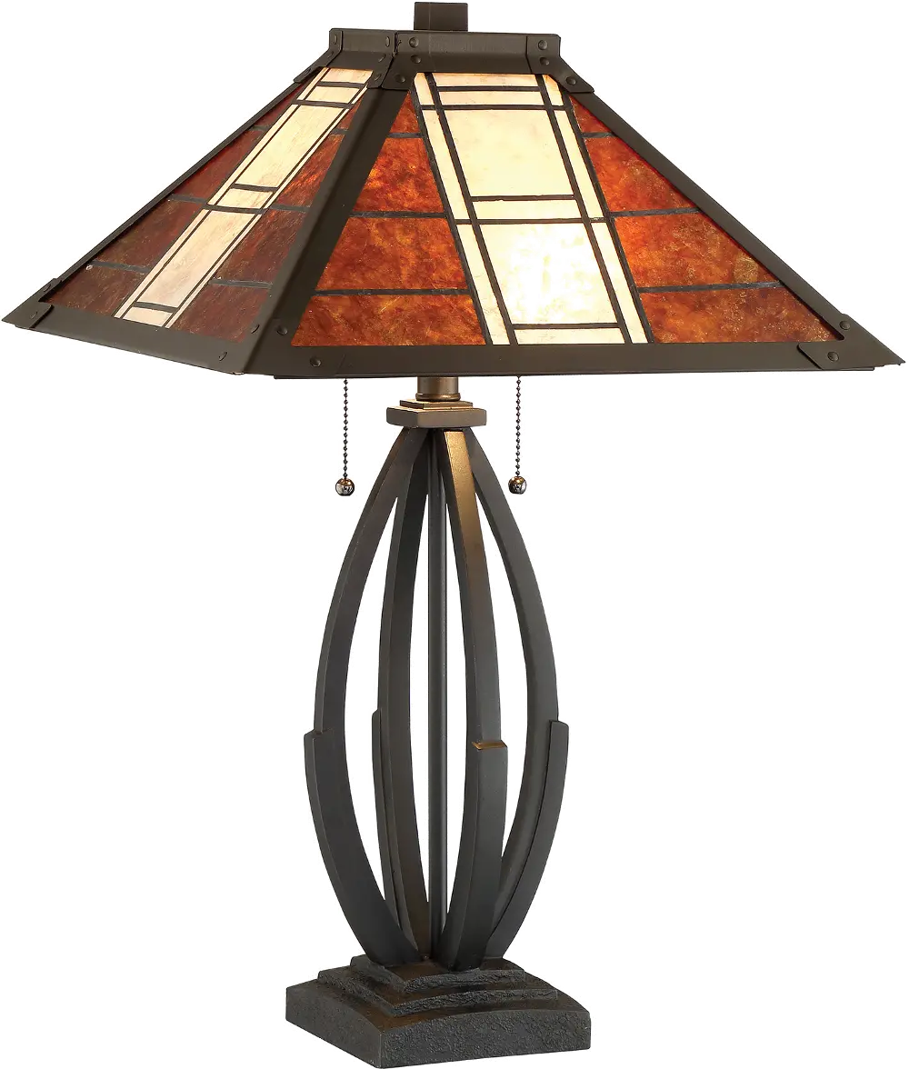 Dark Bronze Mica Shade Table Lamp - Halden-1