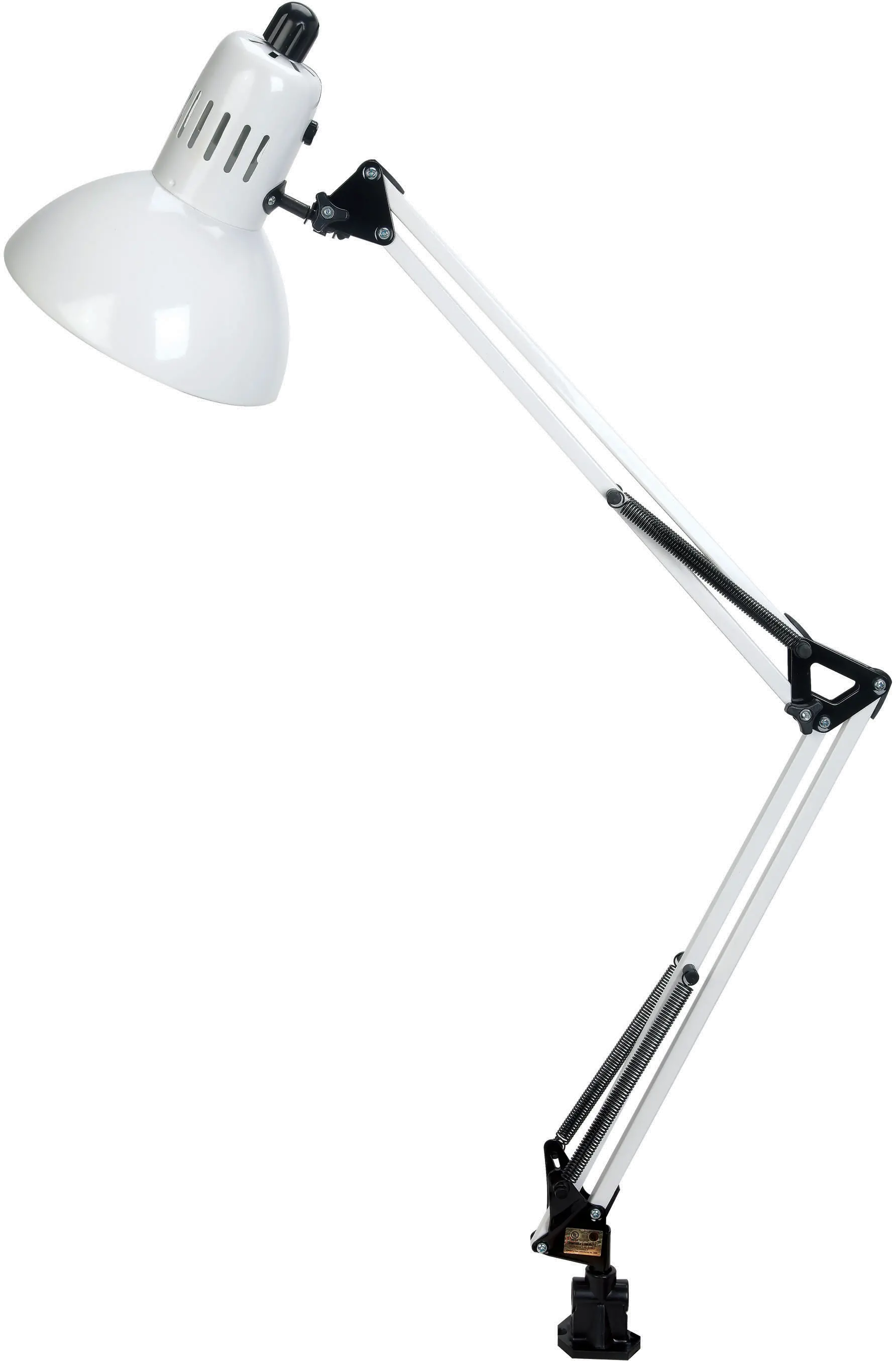 White Functional Clamp On Lamp - Swing-arm