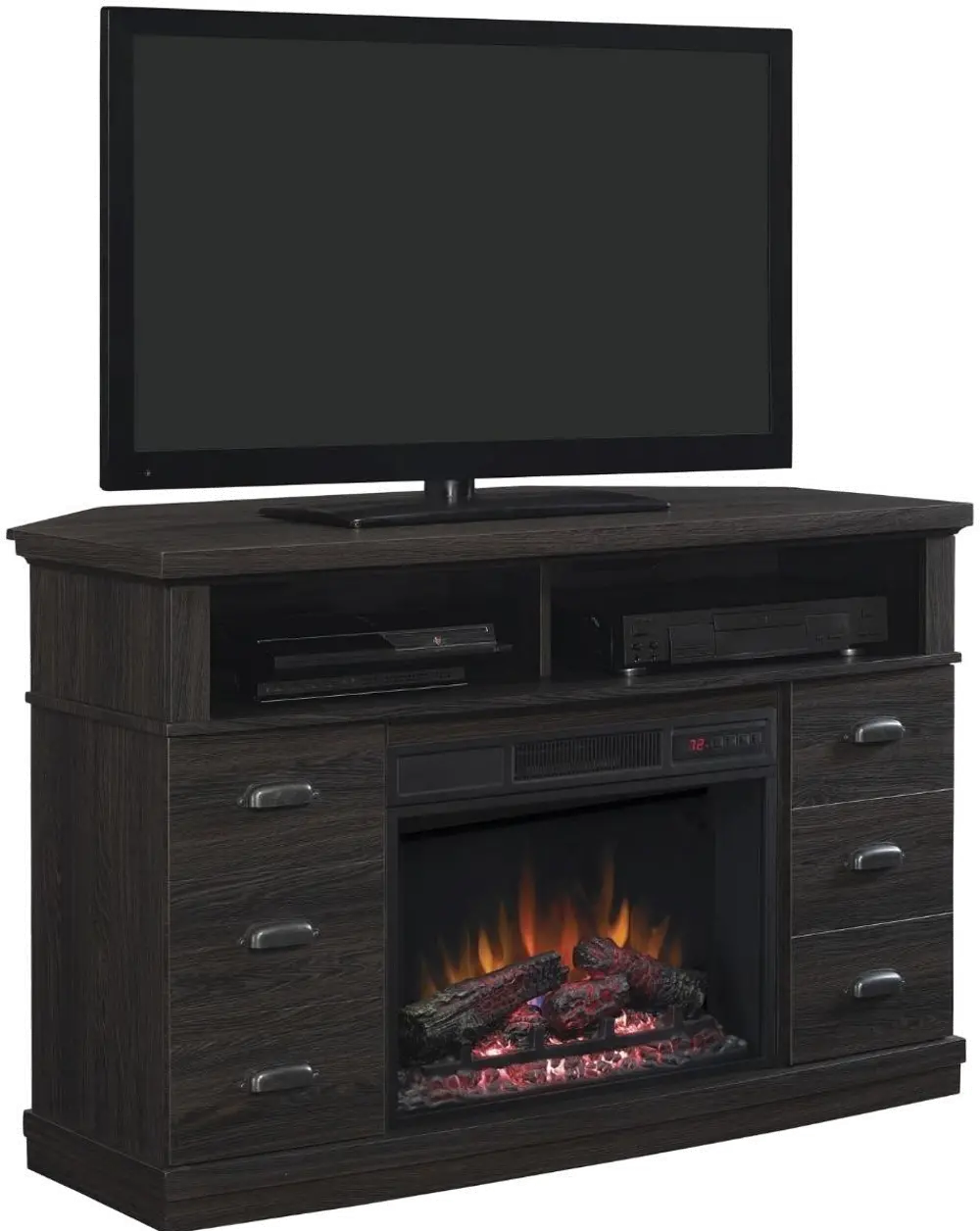 48 Inch Dark Chocolate Brown TV Stand and Fireplace-1