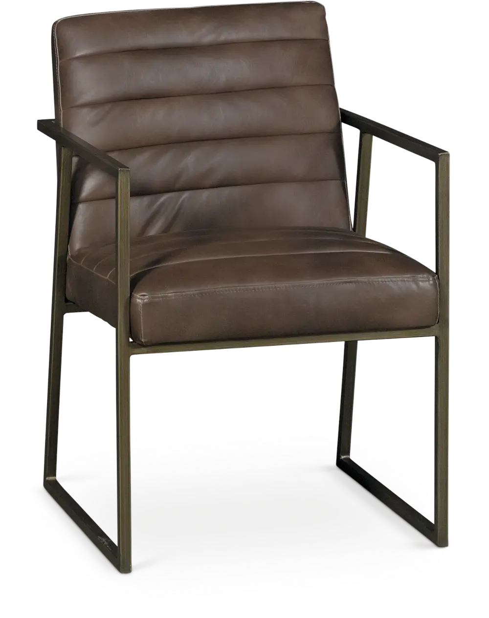 Brown Guest Chair with Brass Metal Frame-1