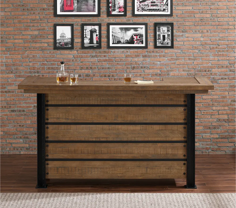 Natural and Metal Reclaimed Wood Bar - Gateway Collection -1