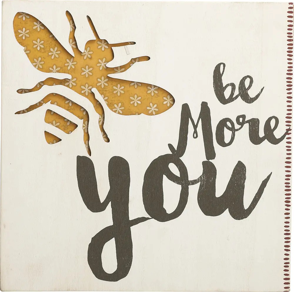 Pierced Wood Be More You Sentiment Wall Art-1