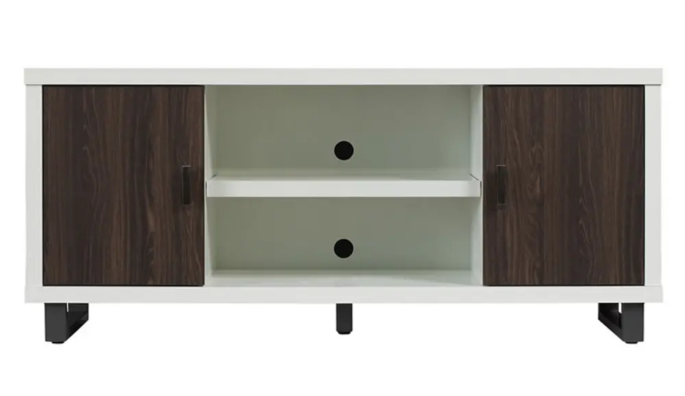 Contemporary 60 Inch White and Brown TV Stand-1