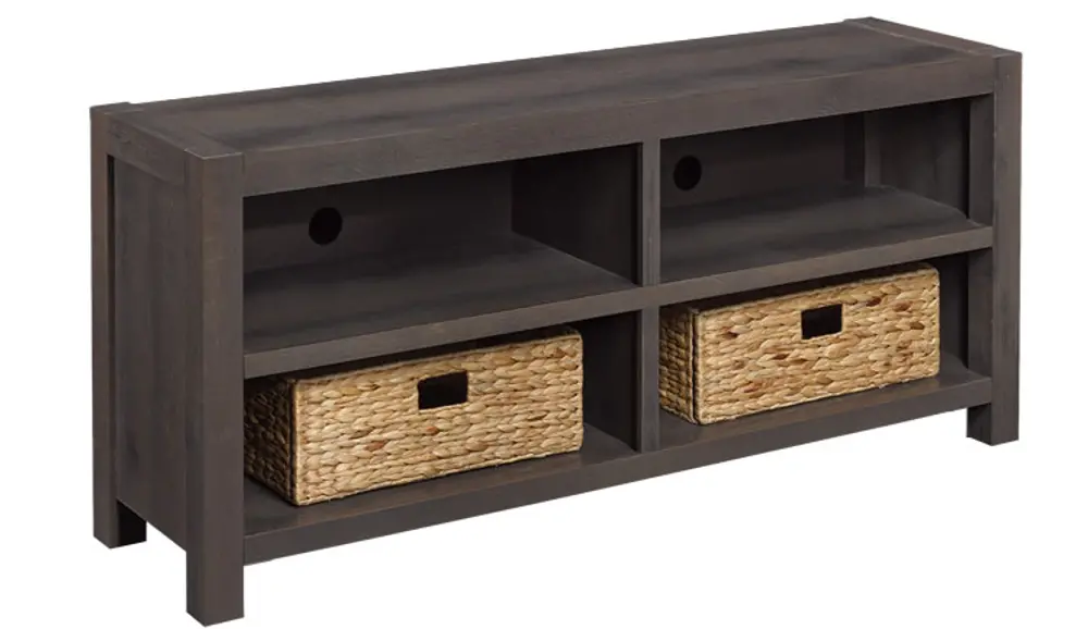 Umber Brown TV Stand with Baskets (60 Inch) - Westcott-1