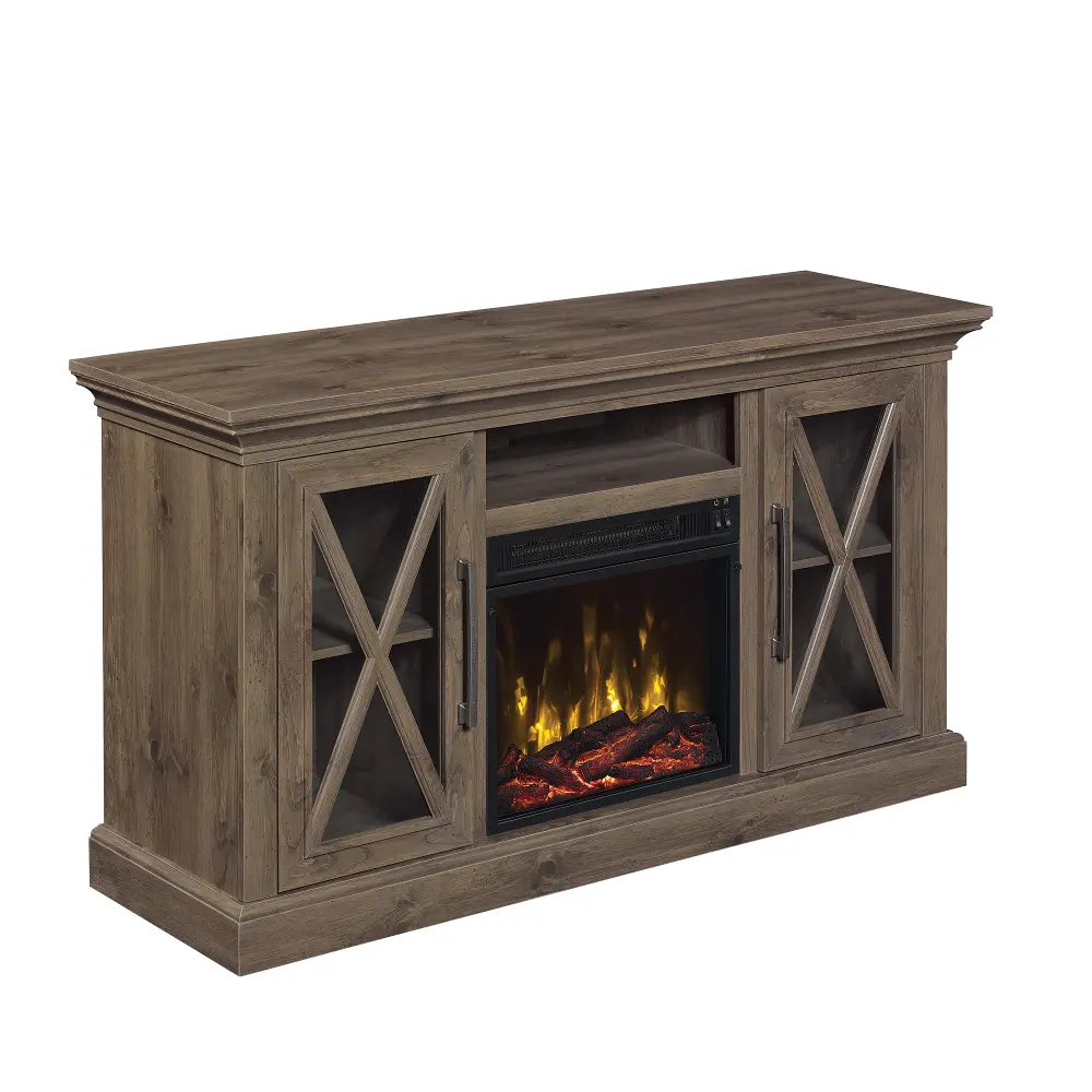 Spanish Gray TV Stand with Fireplace (54 Inch) - Cottage Grove-1
