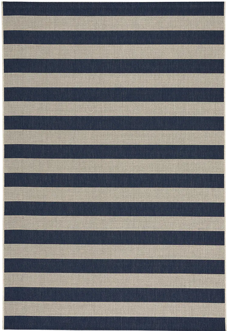 4 x 6 Small Striped Navy Indoor-Outdoor Rug - Finesse