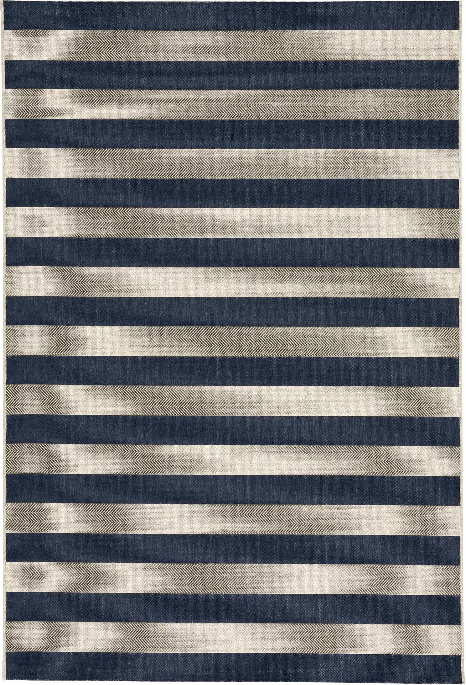 8 x 11 Large Striped Navy Indoor-Outdoor Rug - Finesse