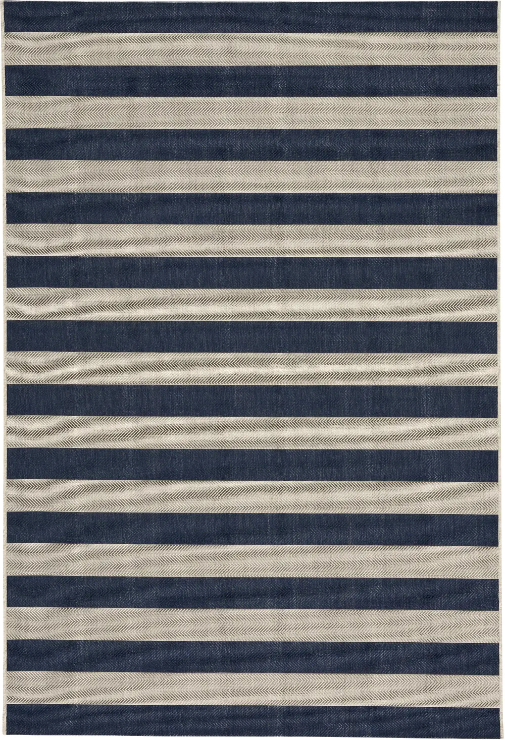 4730RS07101100475 8 x 11 Large Striped Navy Indoor-Outdoor Rug - Finesse-1