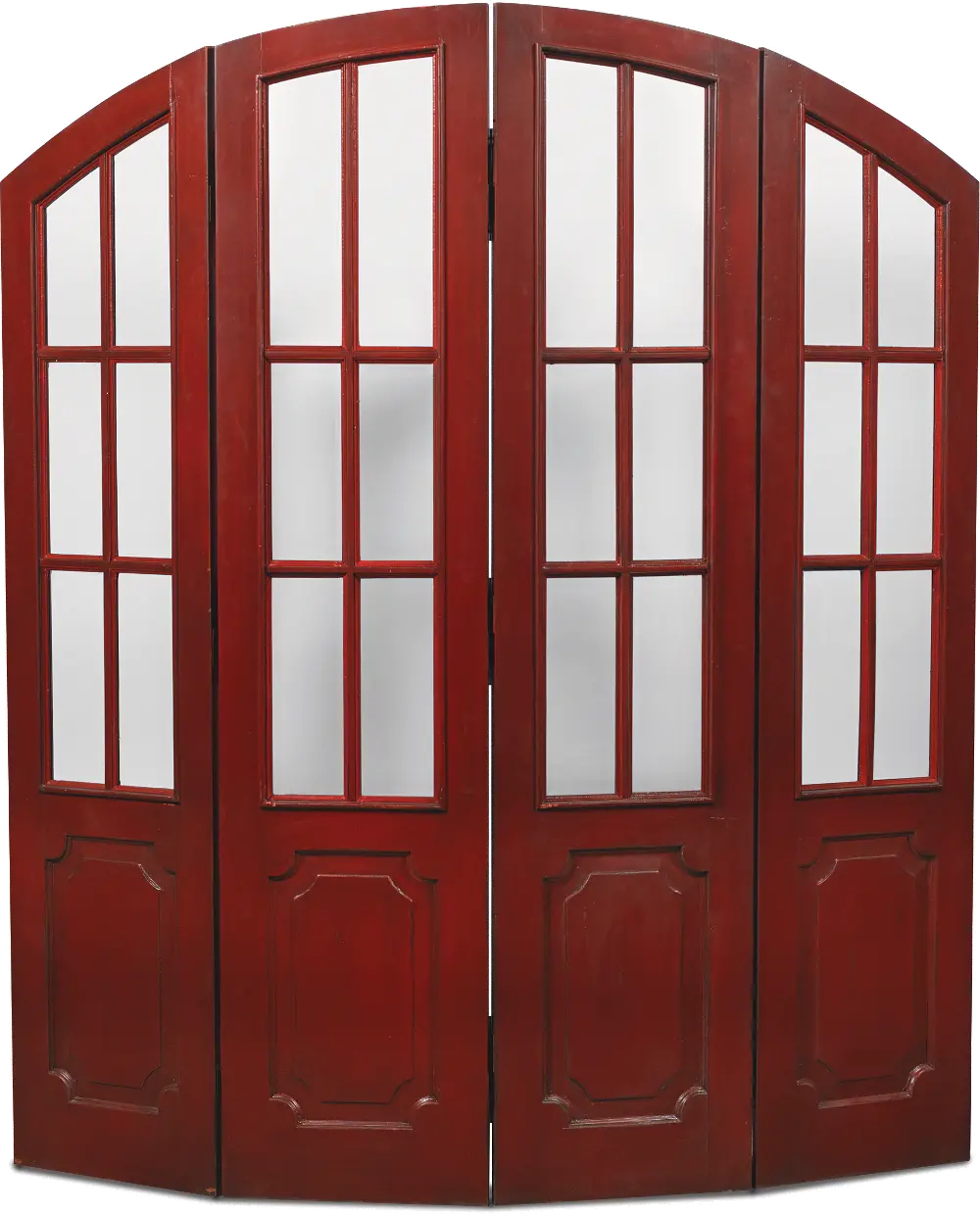Deep Red Distressed 2 Piece Chateau Room Divider-1