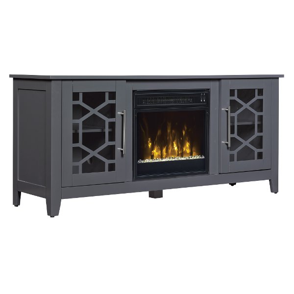 A Living Room Electric Fireplace From Rc Willey Transitional Cool Gray Tv Stand With Fireplace 54 Inch Clarion