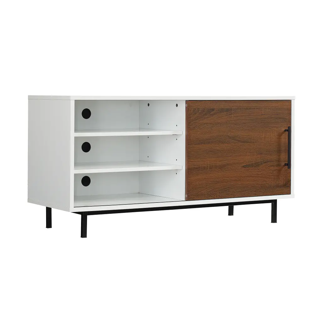 Two-Tone White and Oak TV Stand (48 Inch) - Wakeman-1