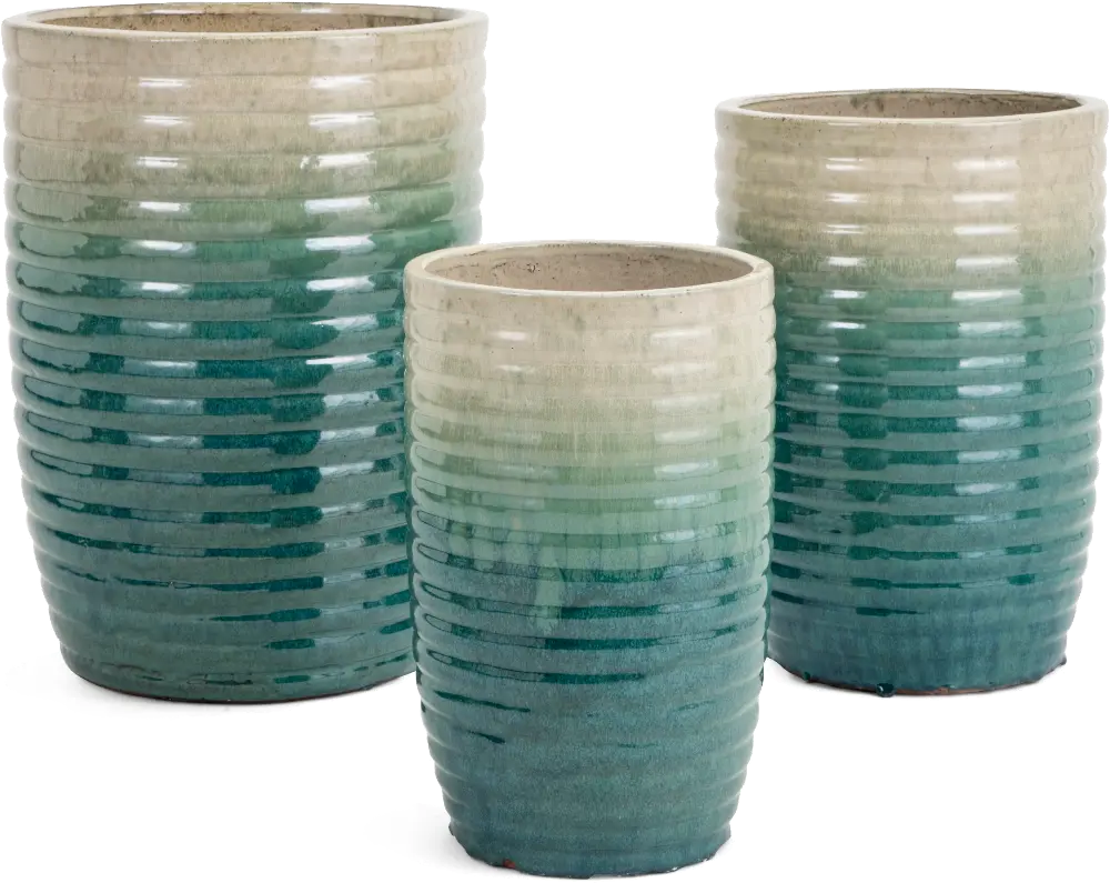 16 Inch Beige and Green Ombre Garden Pottery Planter-1