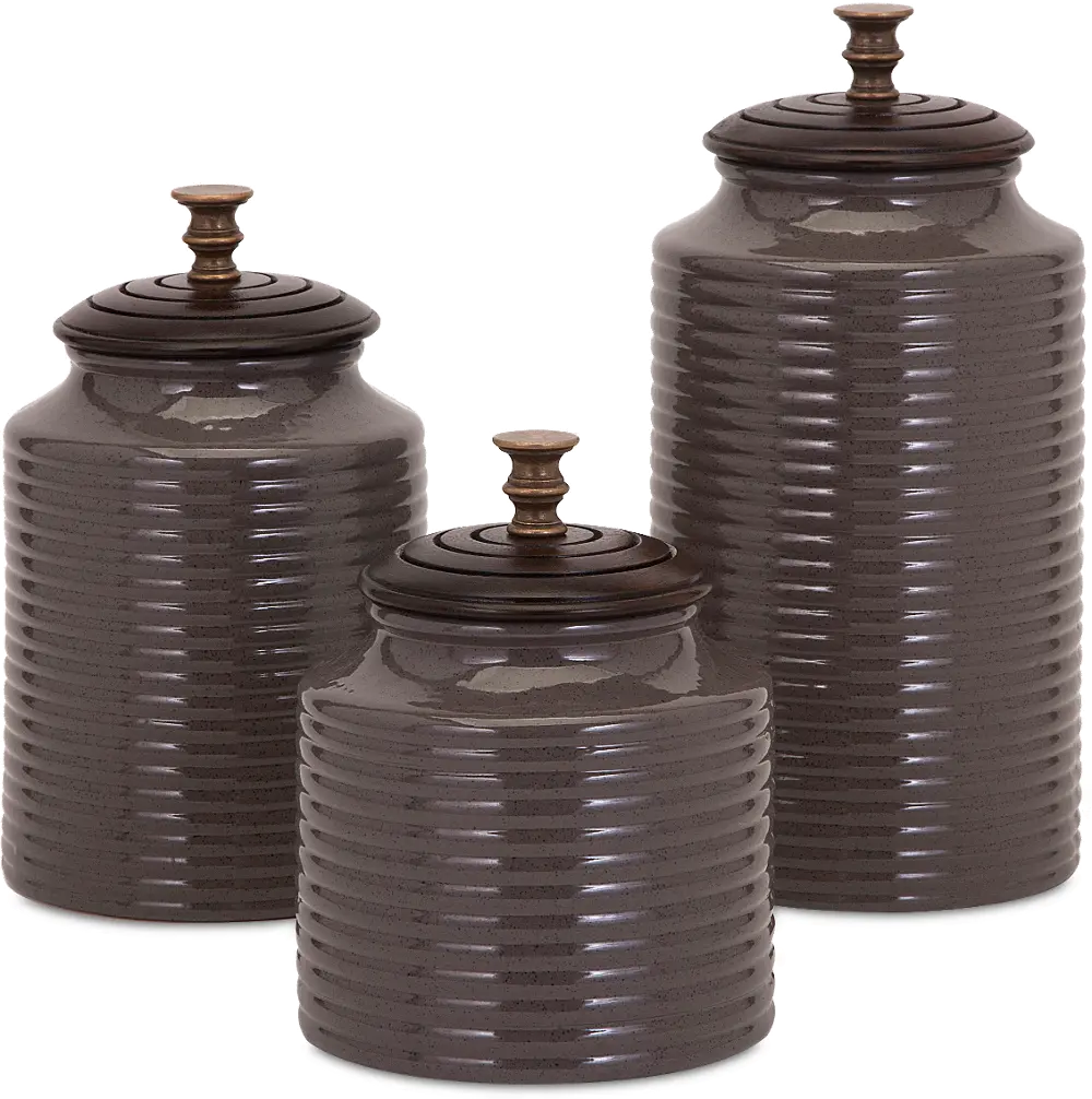 11 Inch Gray Ceramic Lidded Canister-1