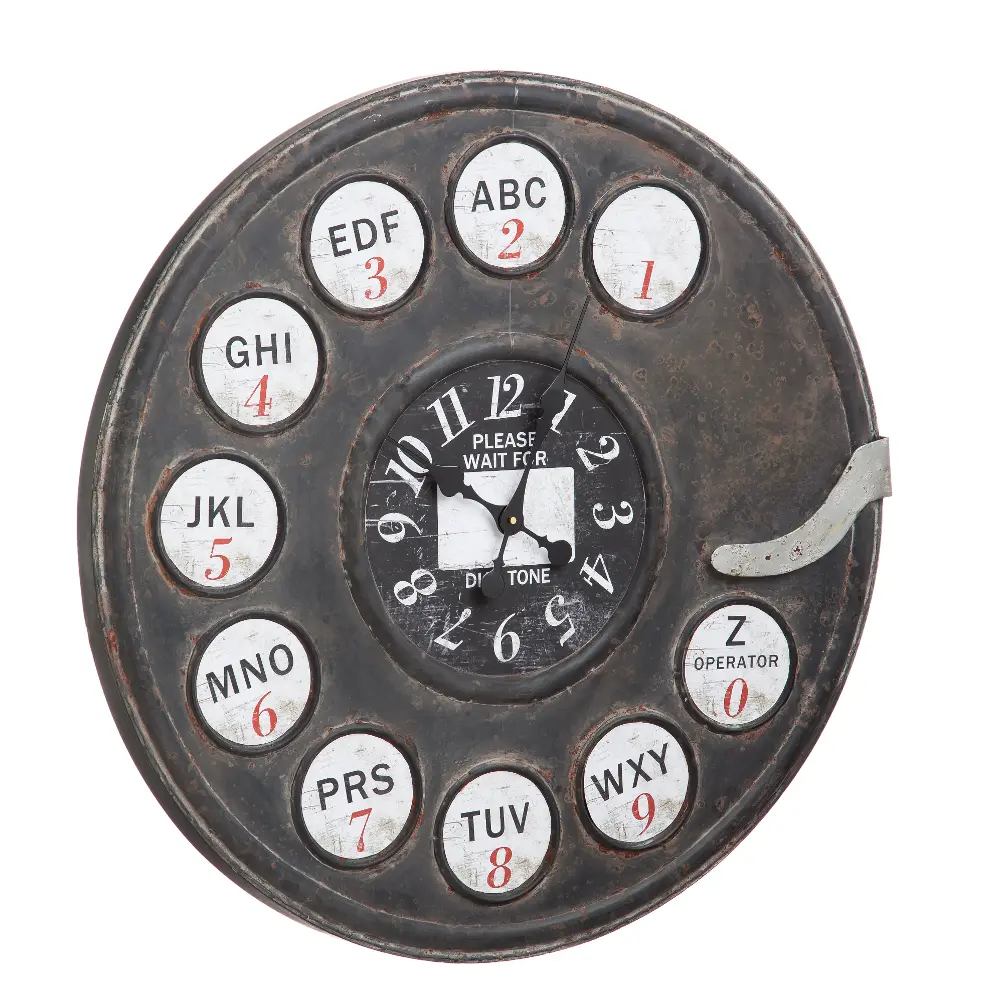 Rotary Phone Dial Metal Clock-1