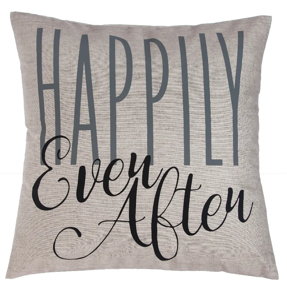 Gray Happily Ever After Throw Pillow-1