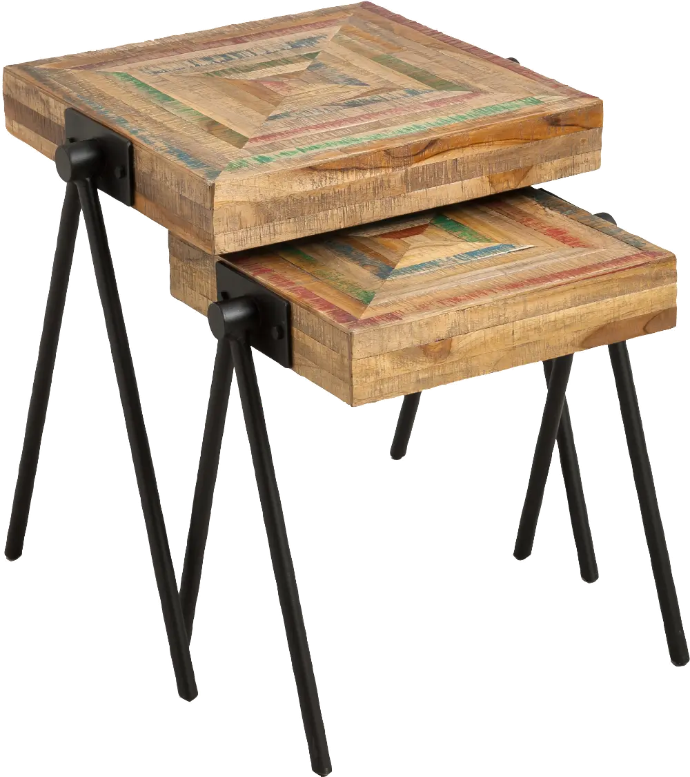 Recycled Teak Nested Side Tables - Set of 2-1