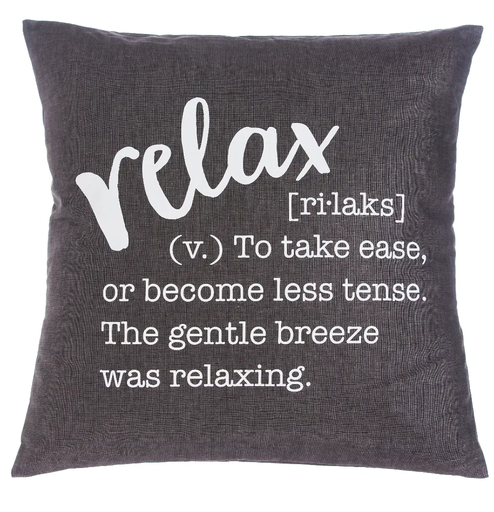 Charcoal and White Relax Throw Pillow-1