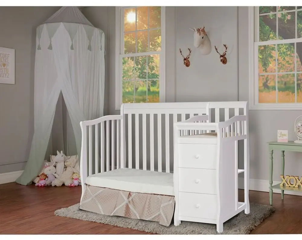White 4-in-1 Mini Convertible Crib & Changer - Jayden-1