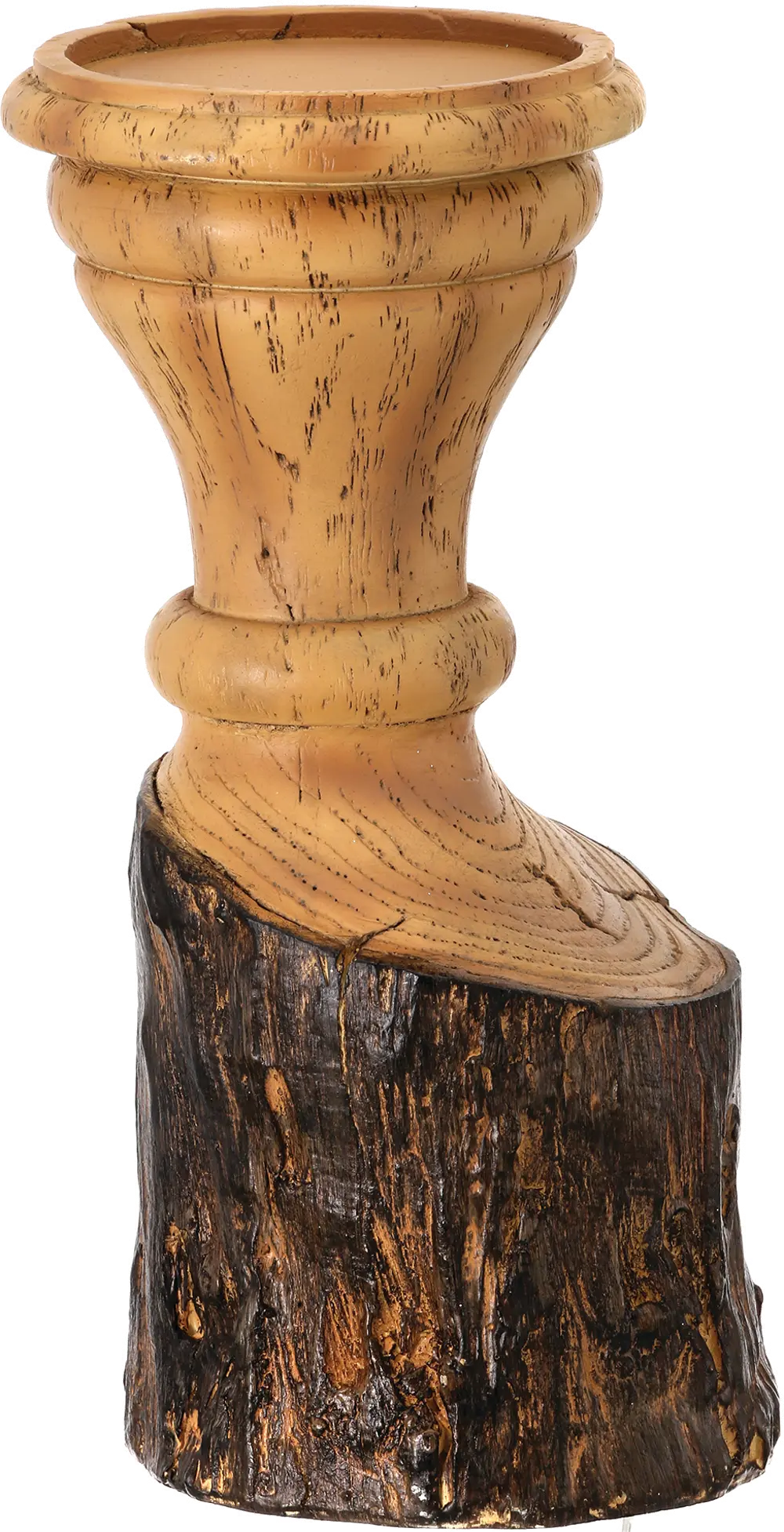 Resin Wood-Look Tree Trunk Candle Holder-1
