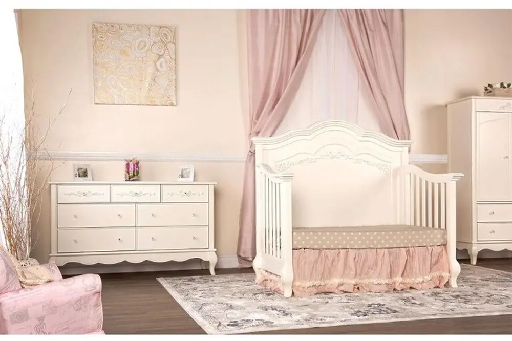 Ivory Lace 5 in-1 Convertible Crib - Aurora -1