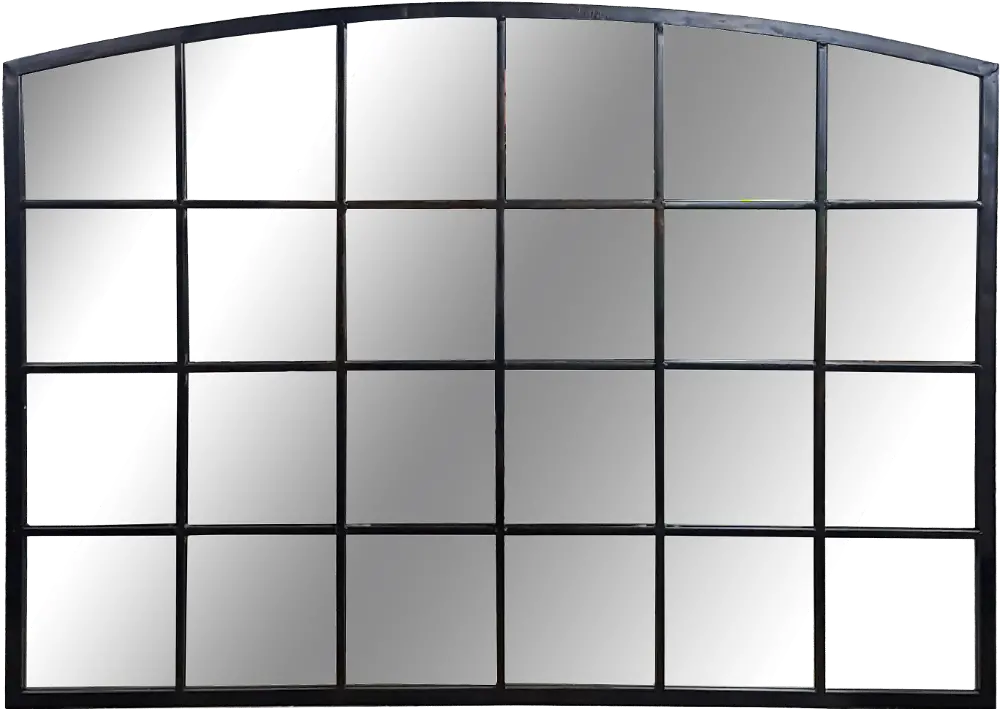 Large Black Framed Metal Arched Top Mirror-1