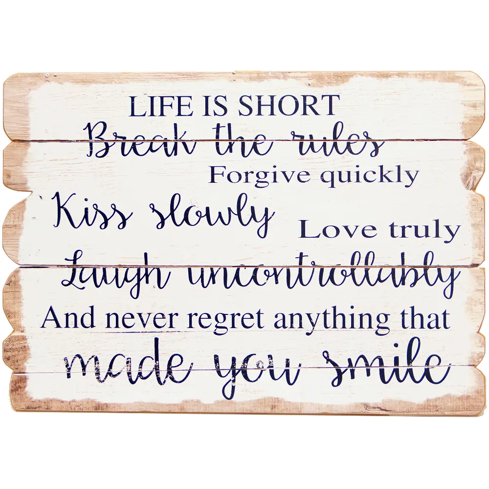 Natural Wood, Black and White Life Is Short Wooden Sign-1