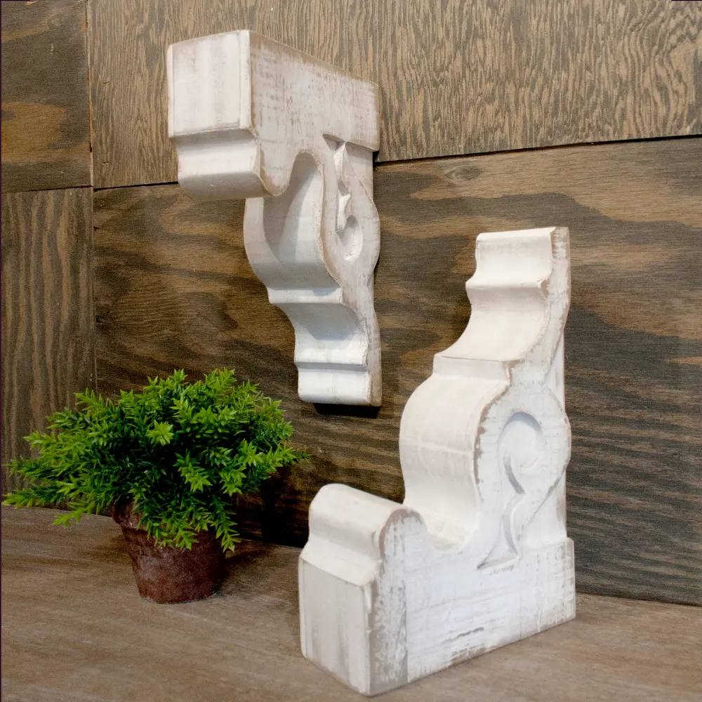 Assorted Distressed White Wooden Corbel-1