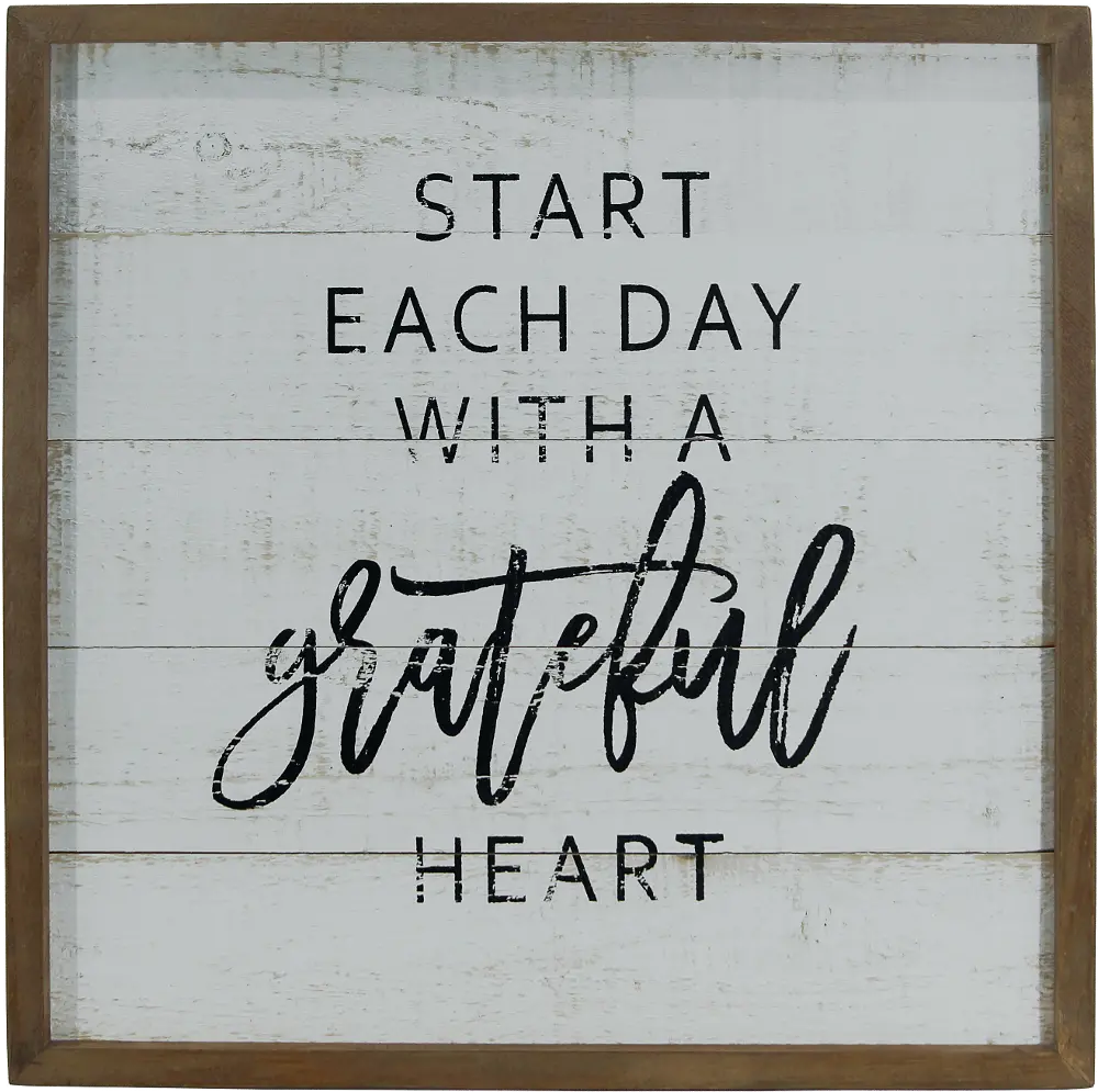 White, Black and Brown Grateful Wooden Sign-1