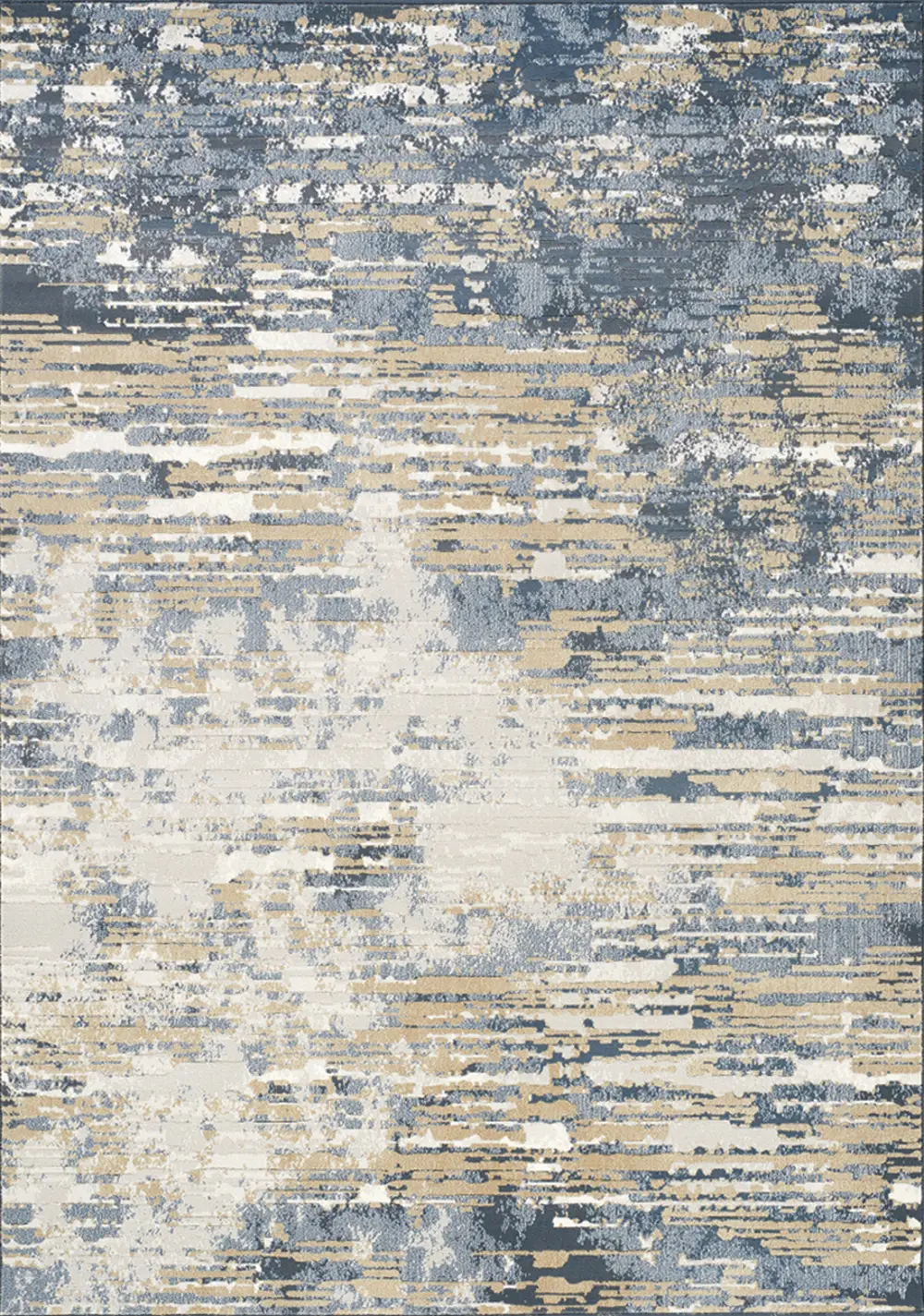 8 x 11 Large Gray, Beige & Blue Rug - Intrigue-1