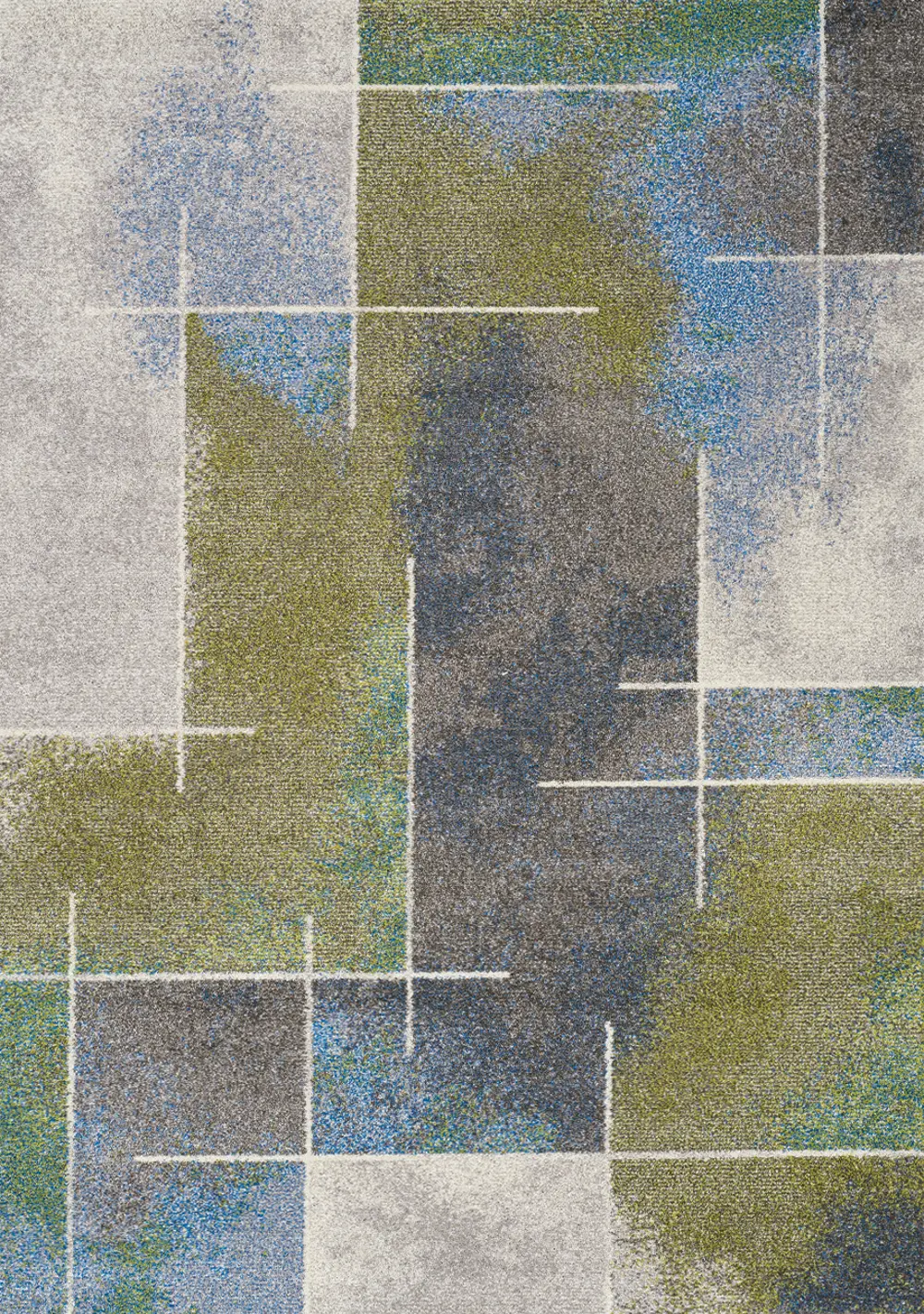 5 x 8 Medium Contemporary Gray, Green and Blue Rug - Camino-1