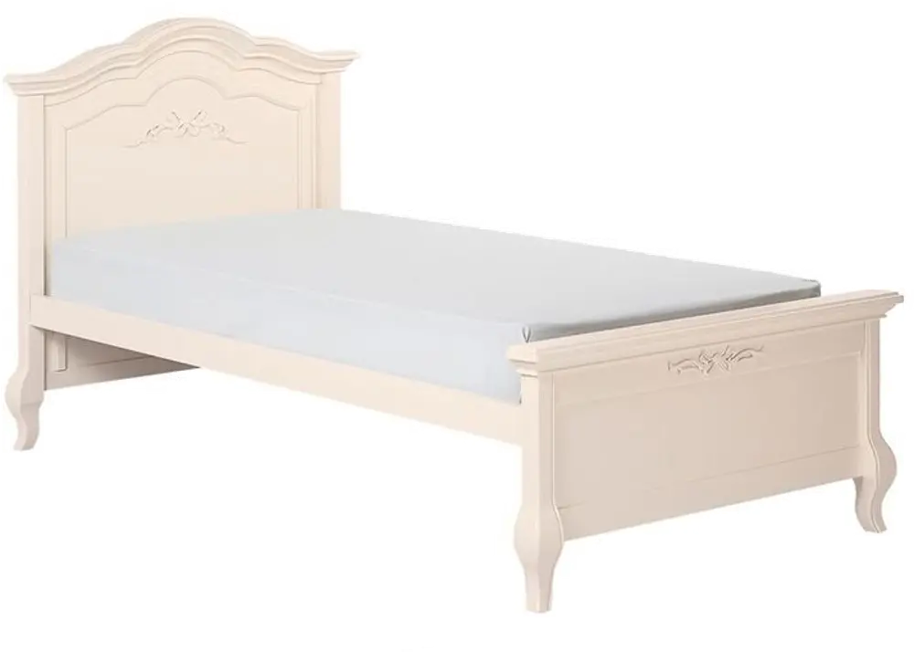 Ivory Lace Twin Bed and Rail - Aurora -1