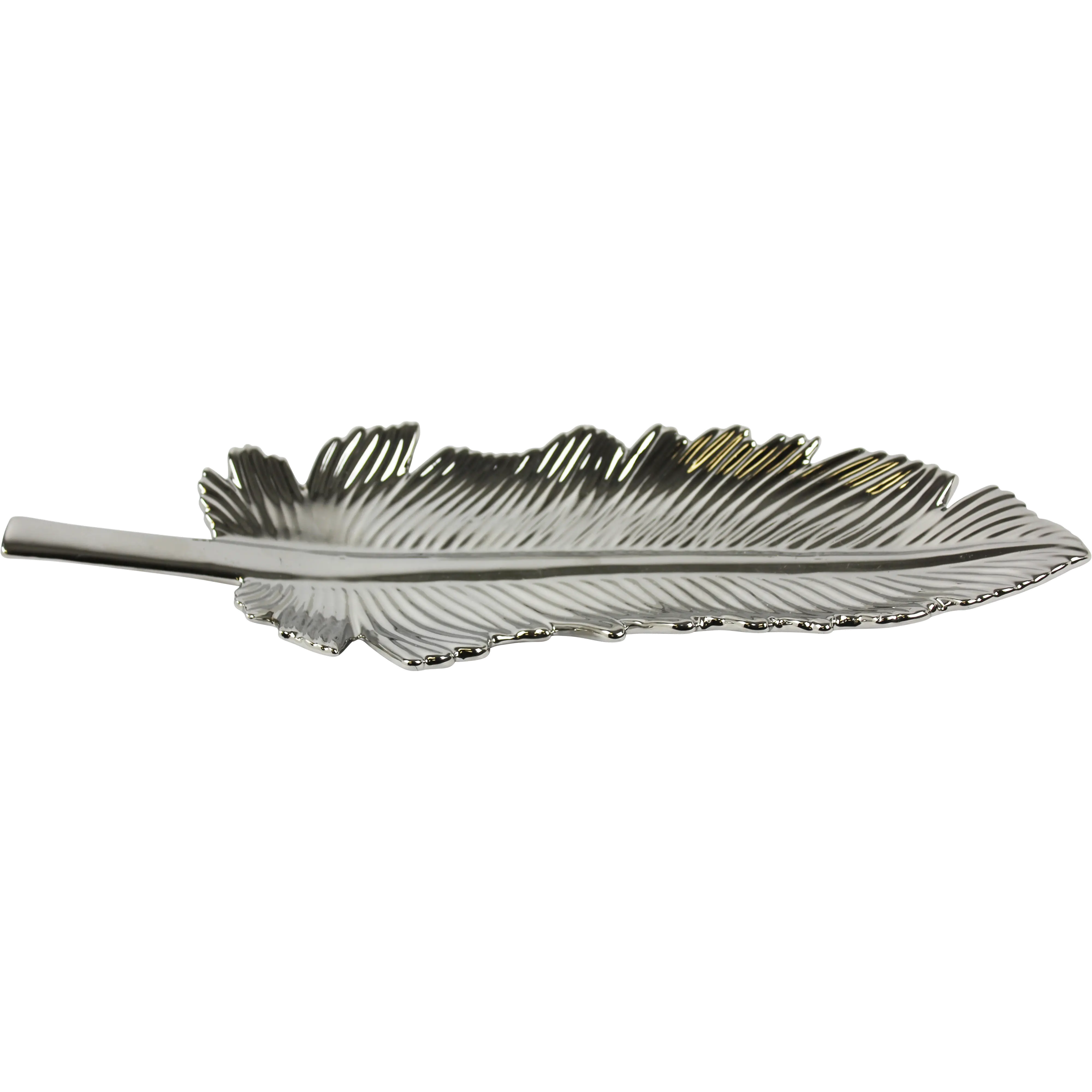 Silver Ceramic Leaf Plate-1