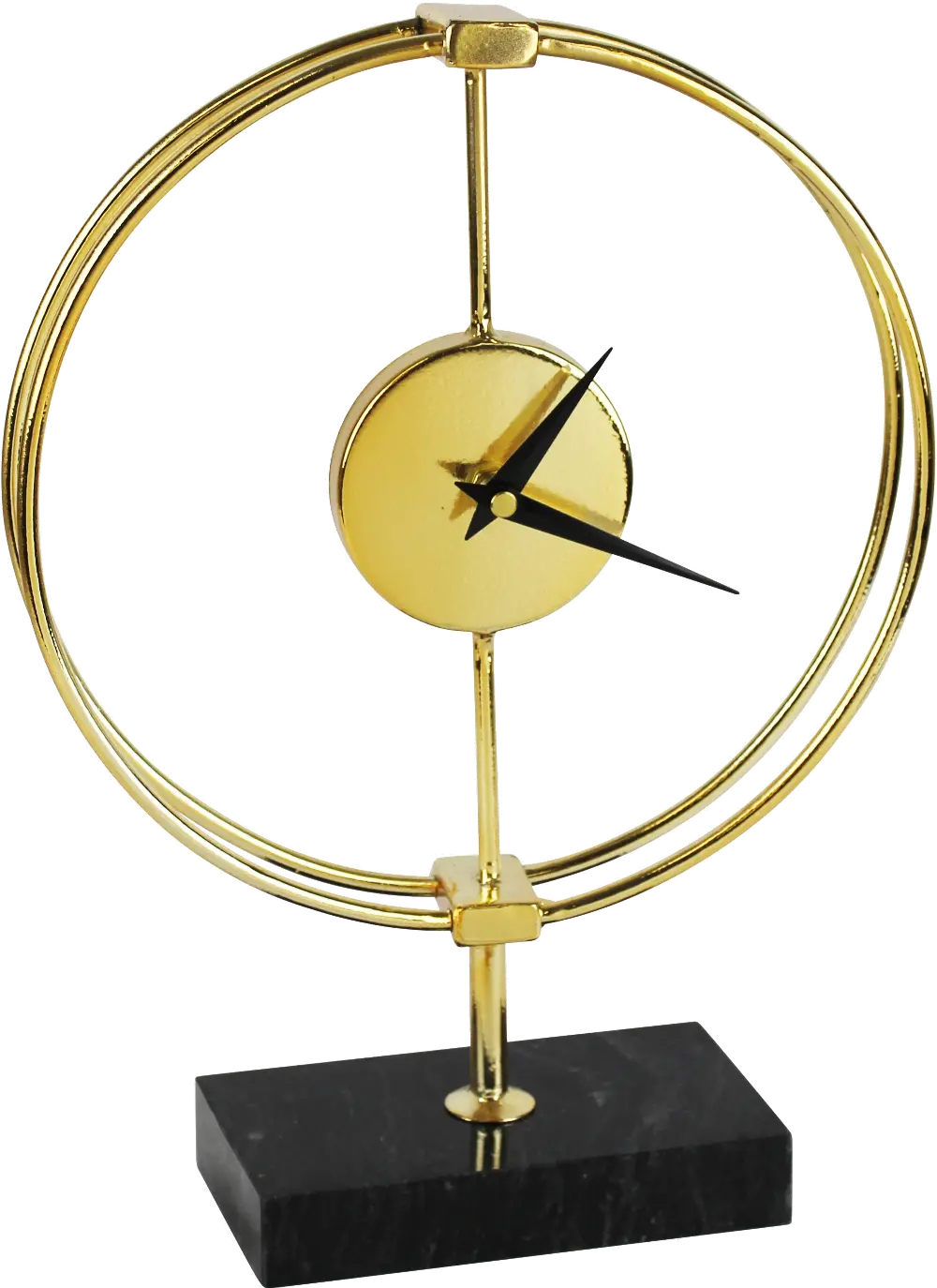 Gold and Black Metal Table Clock on Stand -1