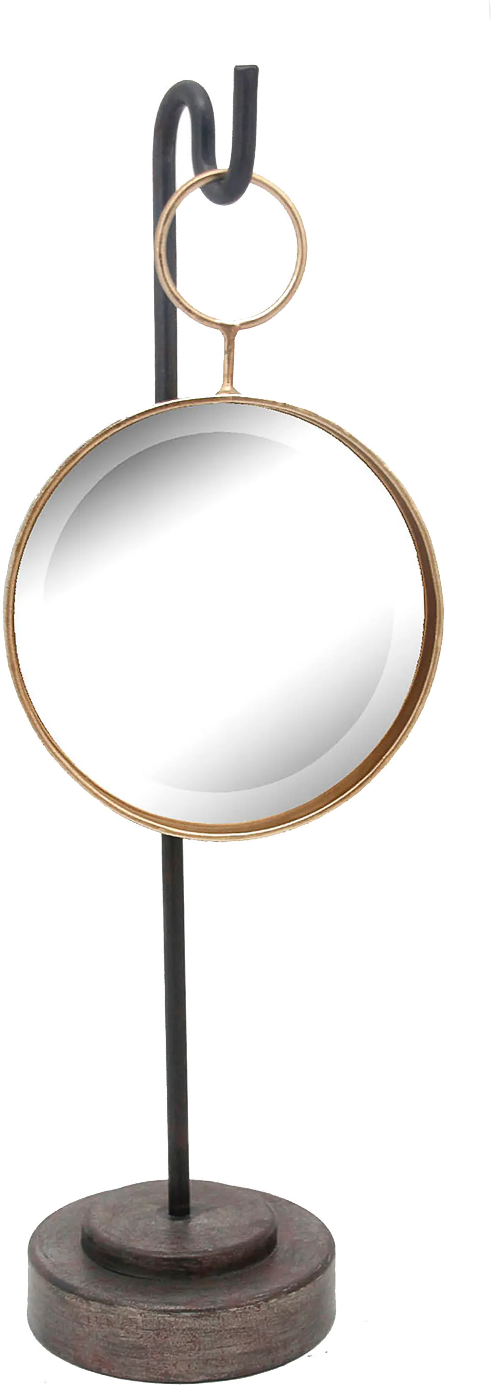 Metal and Glass Round Makeup Mirror on a Black Stand-1