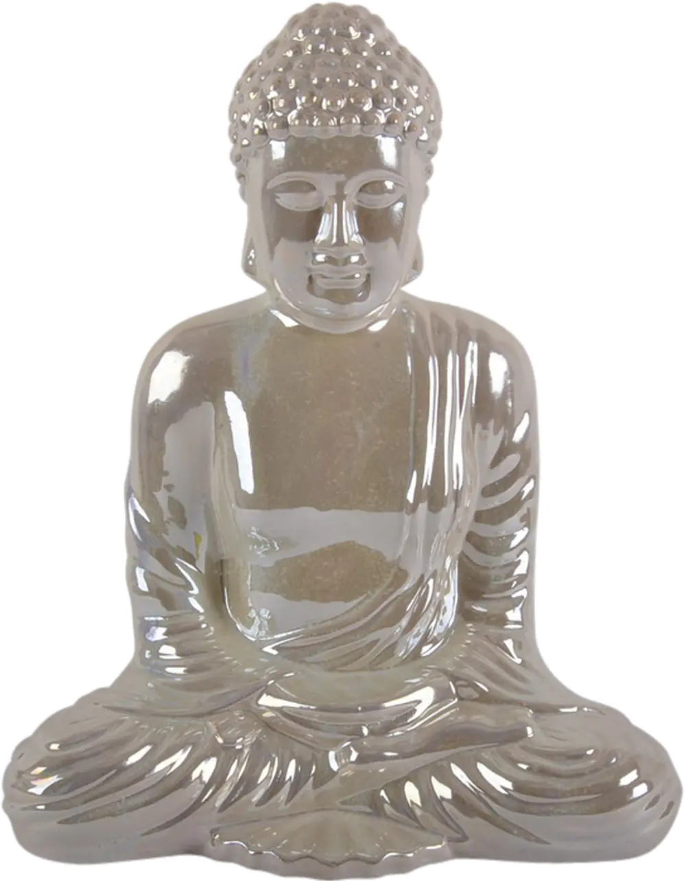 Ivory Ceramic Seated Buddha Figurine-1