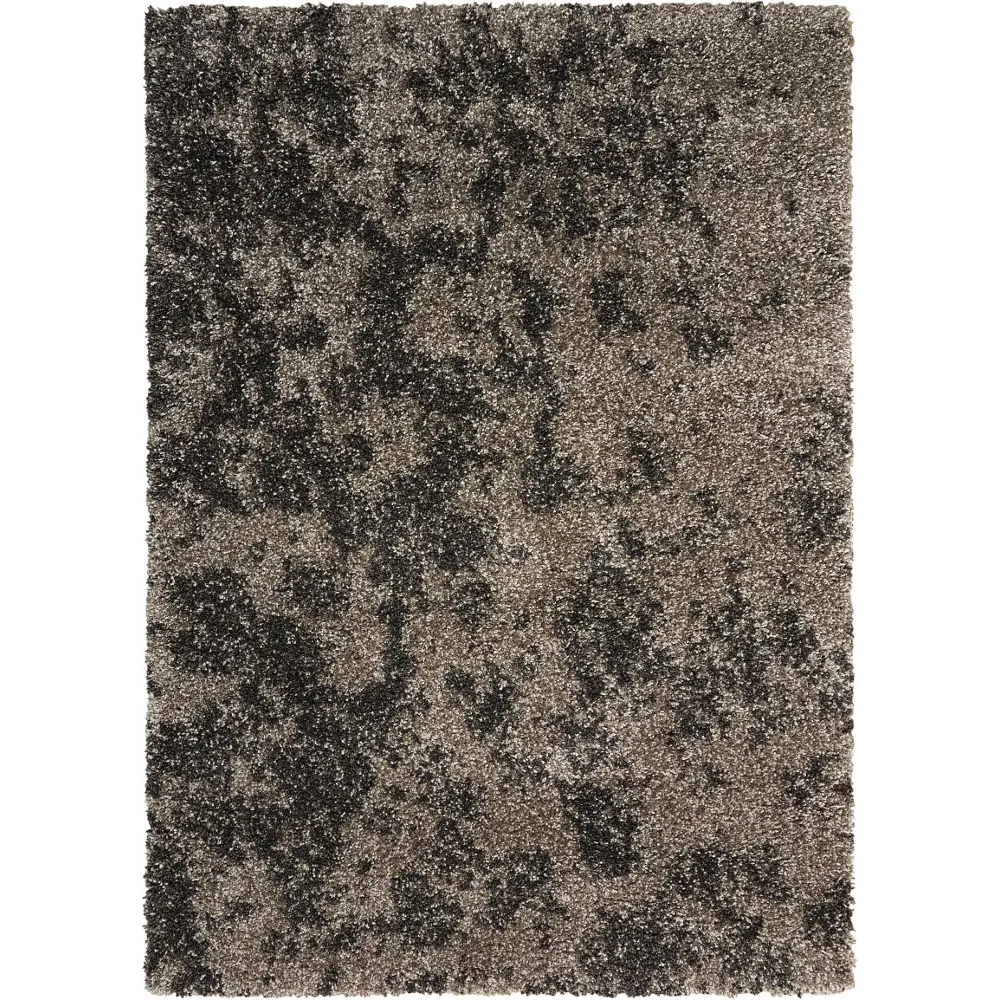 Amore 8 x 11 Granite Gray & Chocolate Brown Shag Rug-1