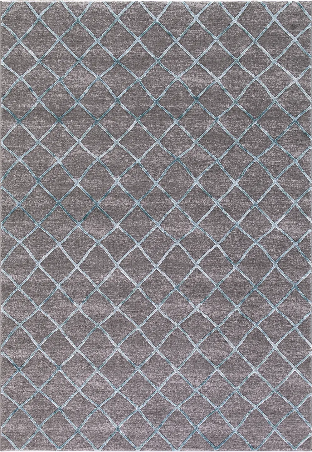 8 x 11 Large Gray, Ivory and Blue Rug - Thema-1