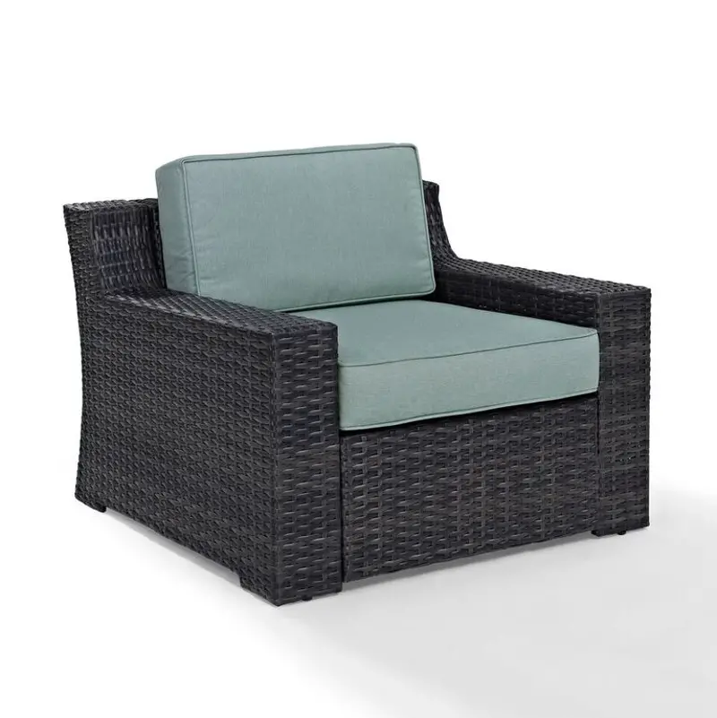 Beaufort Blue and Wicker Armchair