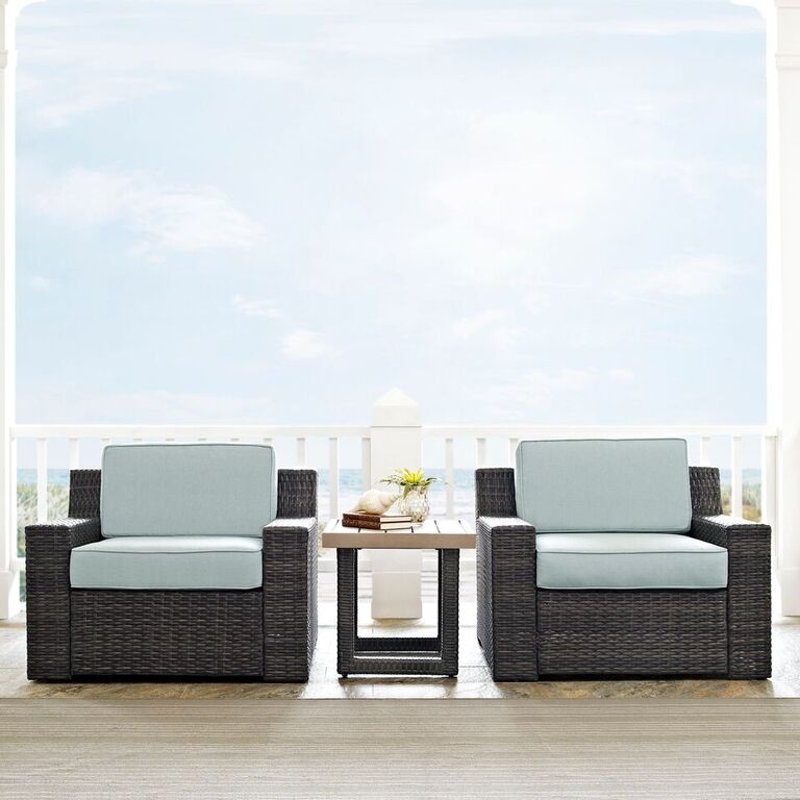 Mist And Brown Wicker Patio Furniture 3, Outdoor Wicker Deep Seating Patio Furniture