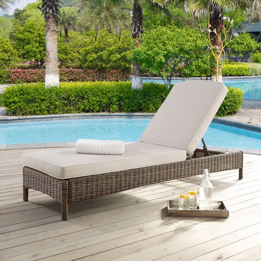 Bradenton Sand and Wicker Patio Chaise Lounge