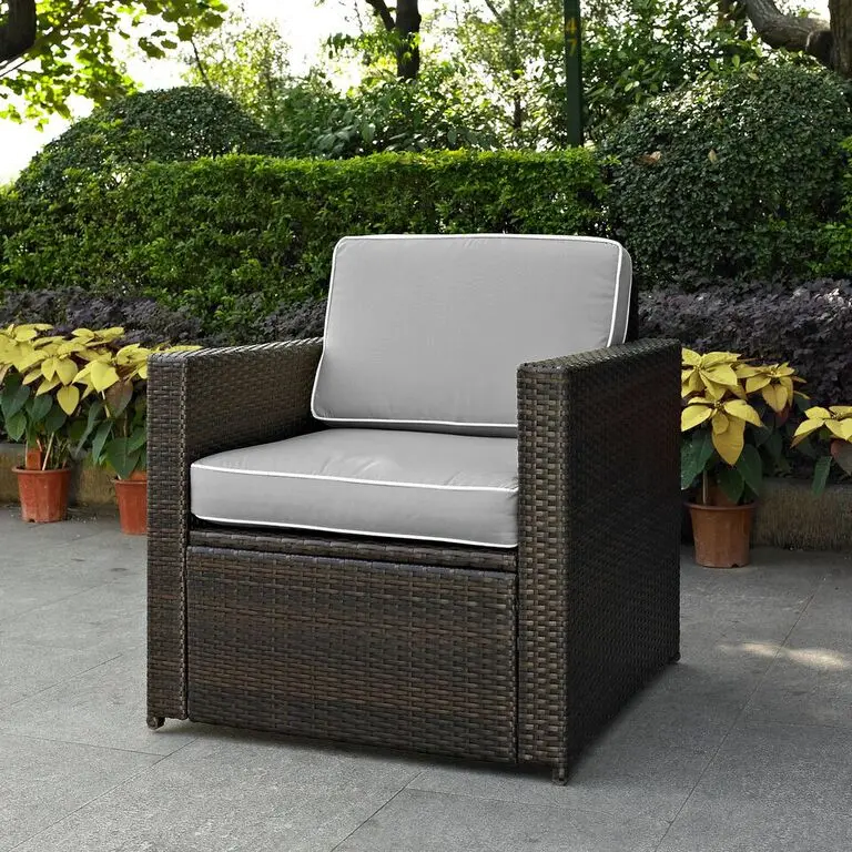 Palm Harbor Gray and Wicker Patio Armchair