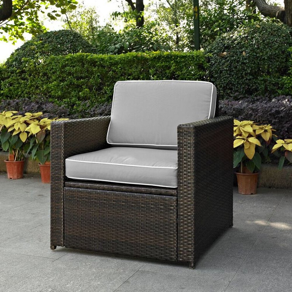 Palm Harbor Gray and Wicker Patio Armchair