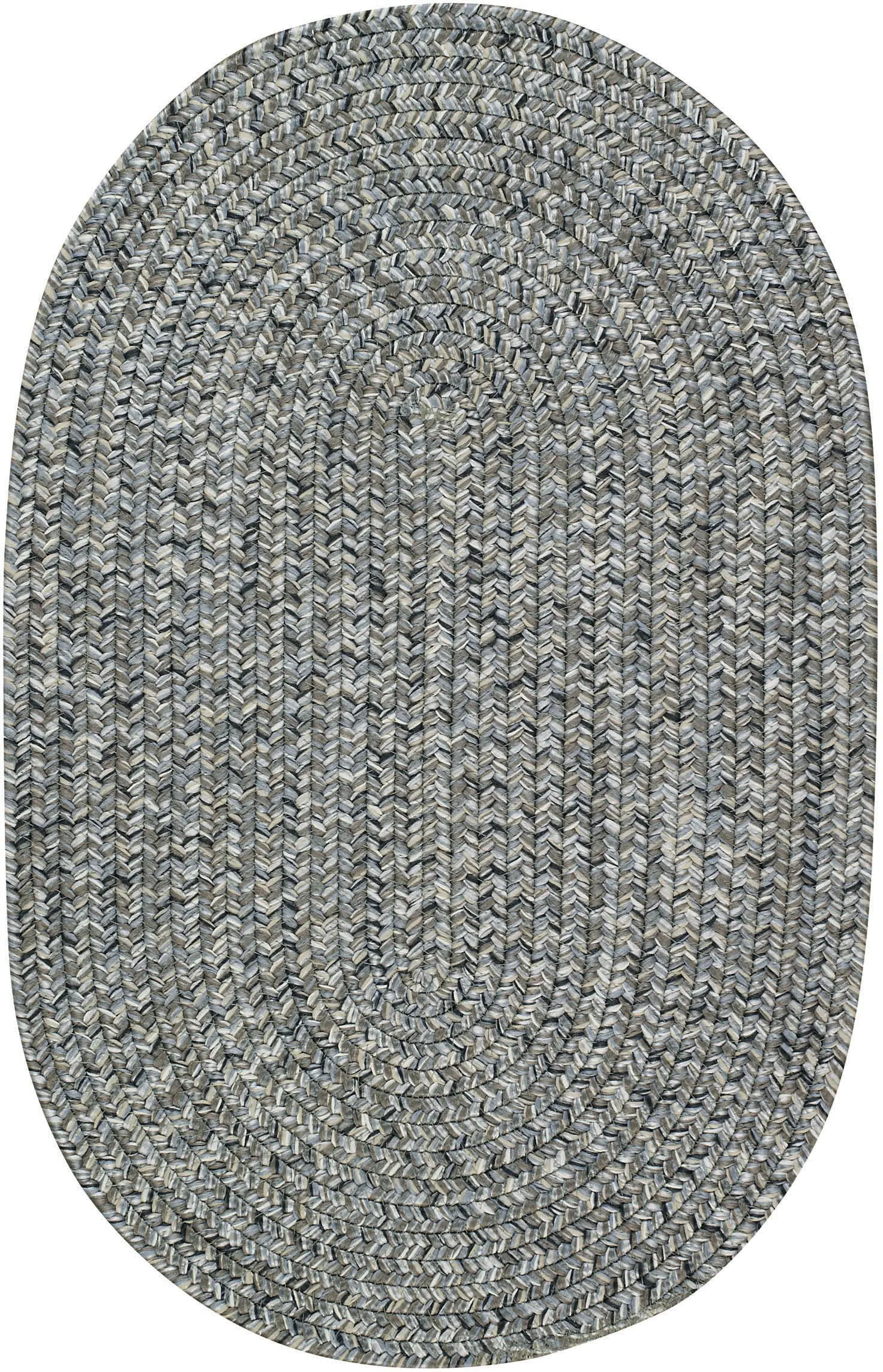 5 x 8 Medium Smokey Quartz Gray Oval Braided Indoor-Outdoor Rug -...