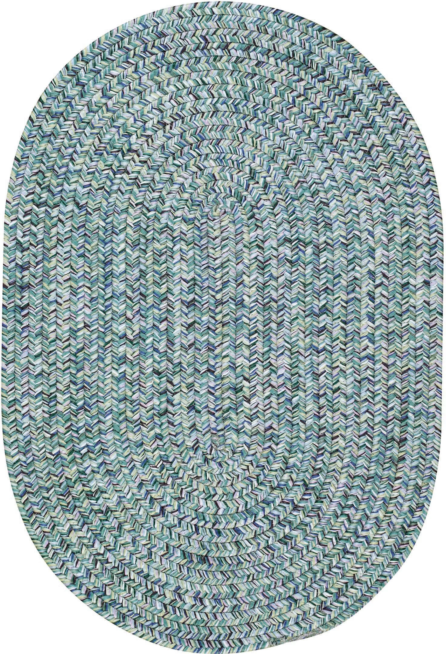 2 x 3 X-Small Ocean Blue Oval Braided Indoor-Outdoor Rug - Sea Glass