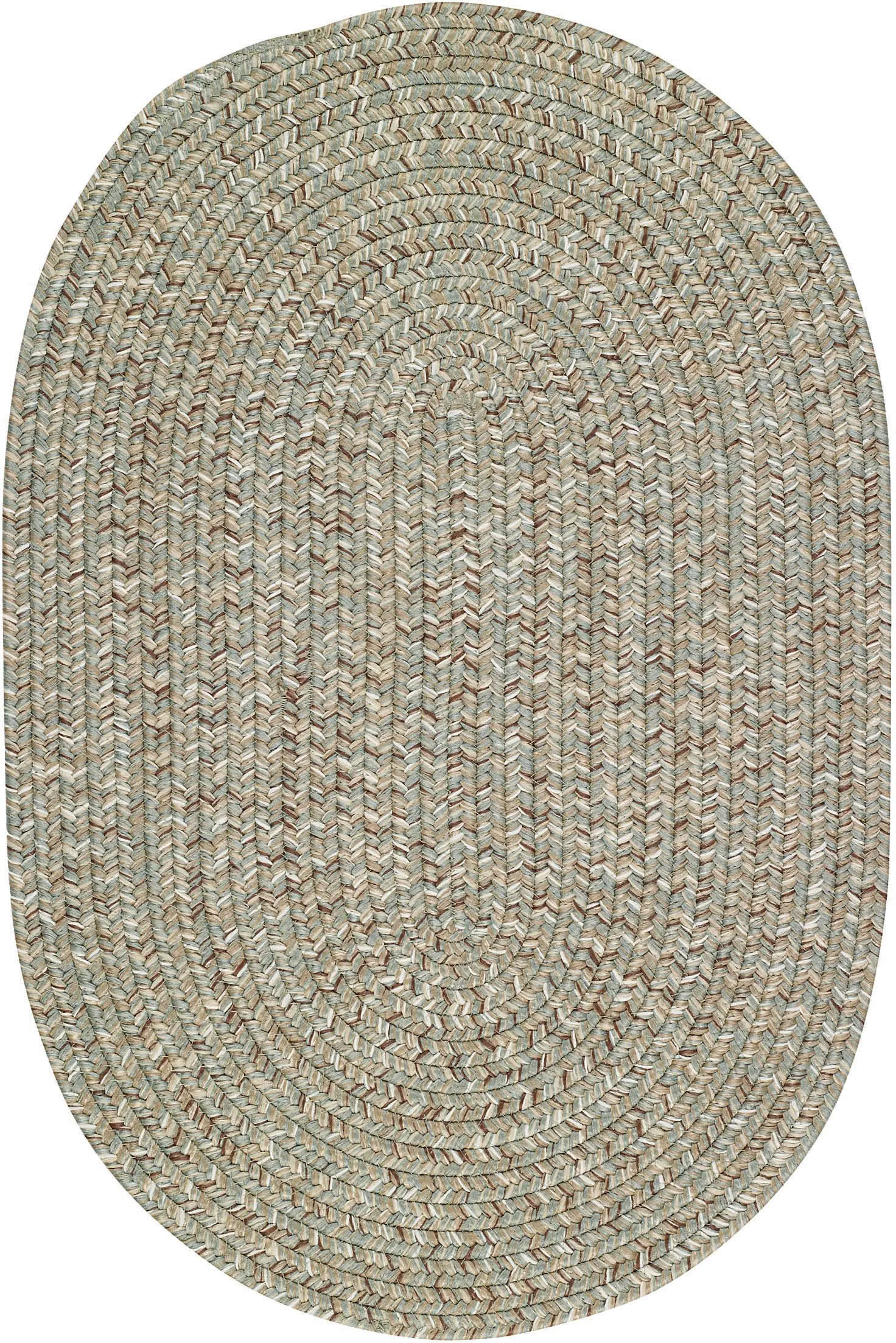 2 x 3 X-Small Spa Green Oval Braided Indoor-Outdoor Rug - Sea Glass