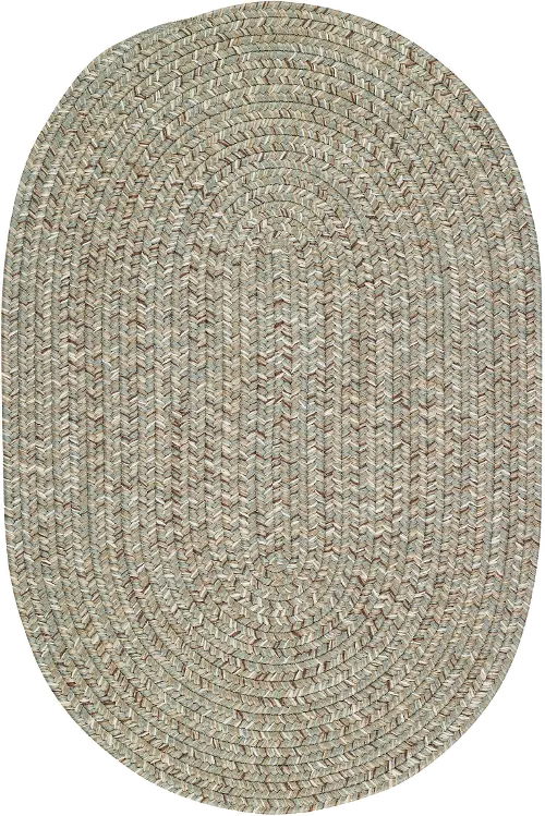 2 x 3 X-Small Spa Green Oval Braided Indoor-Outdoor Rug - Sea Glass